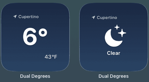 Minimal Temperature and Conditions widgets with default styling
