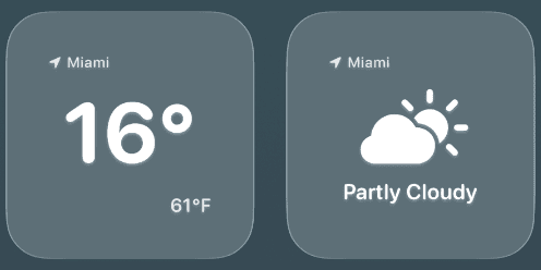 Minimal Temperature and Conditions widgets with glass styling
